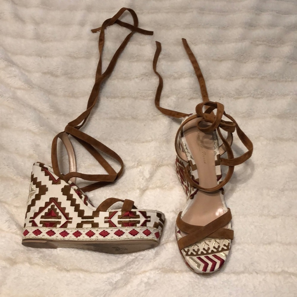 Authentic Gianvito Rossi suede lace up wedges